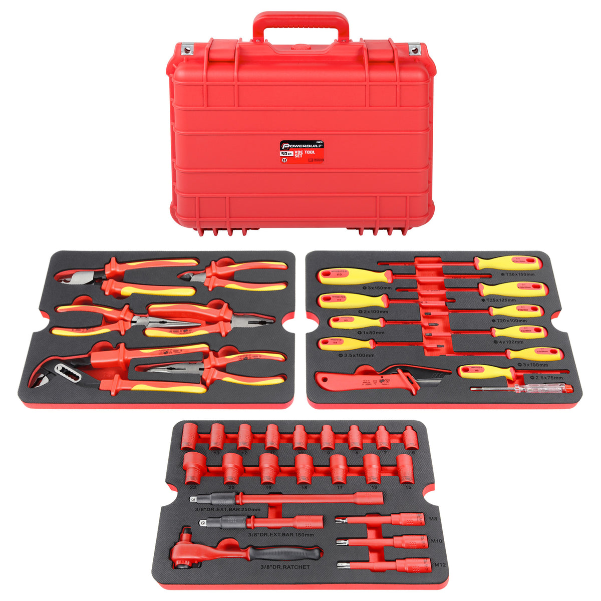 50 Piece VDE Insulated Electrician's Tool Set