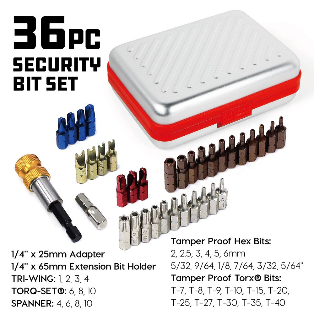 36 Piece Colored Bit Set with Injection Case