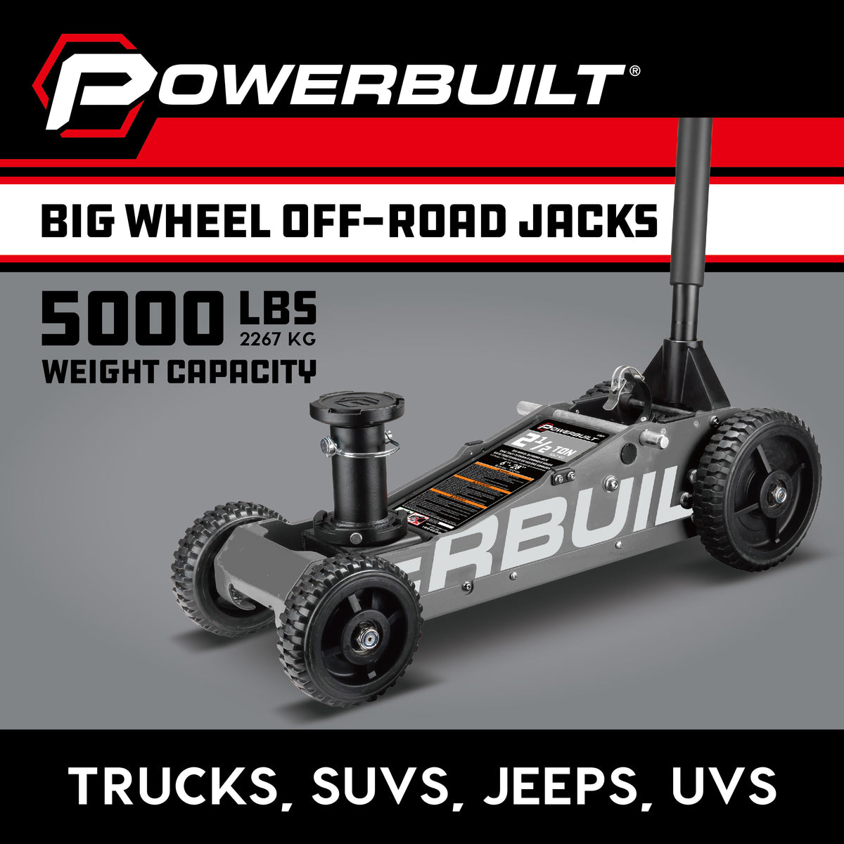 2.5 Ton Big Wheel Off Road Jack (Grey)