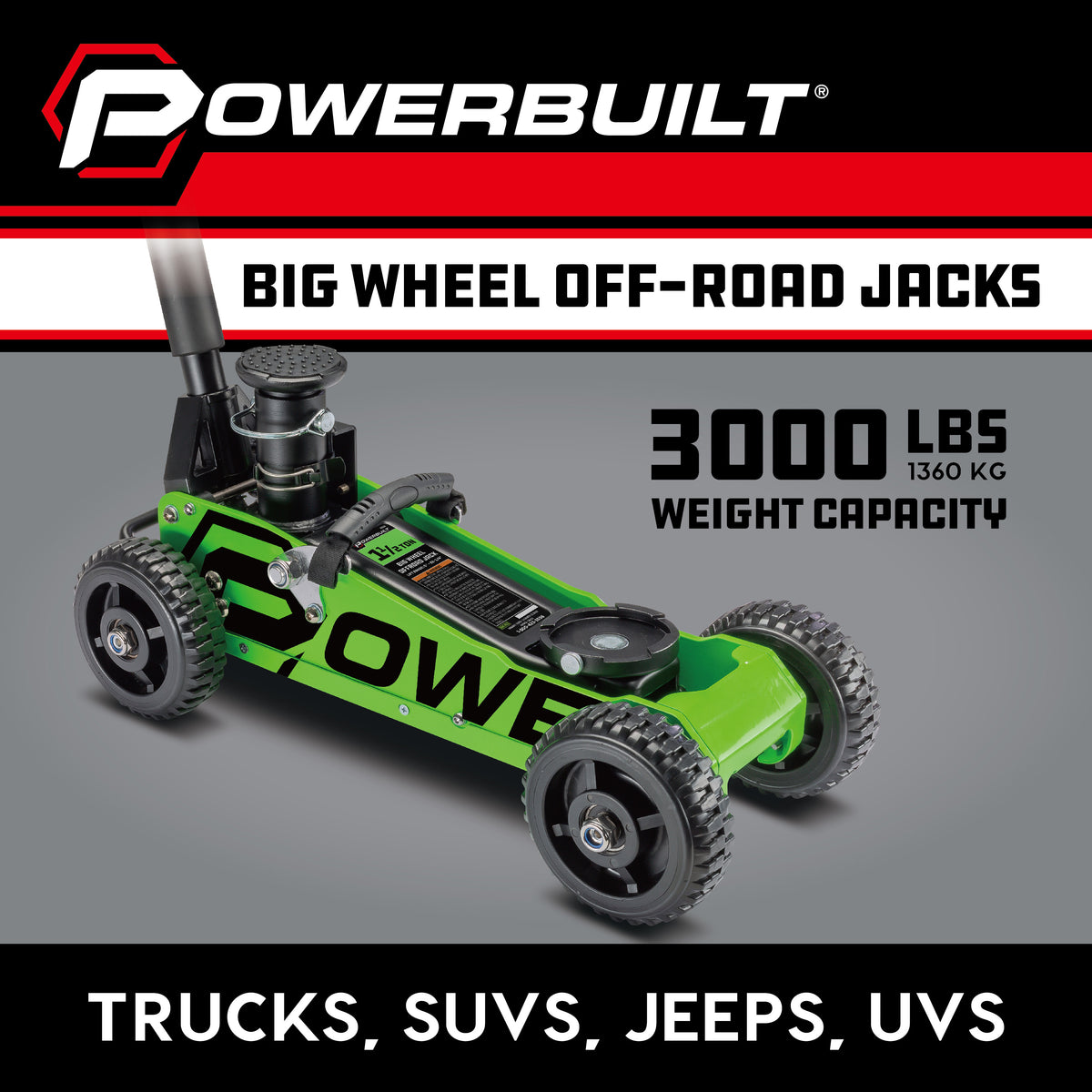 1.5 Ton Big Wheel Off Road Jack (Green)