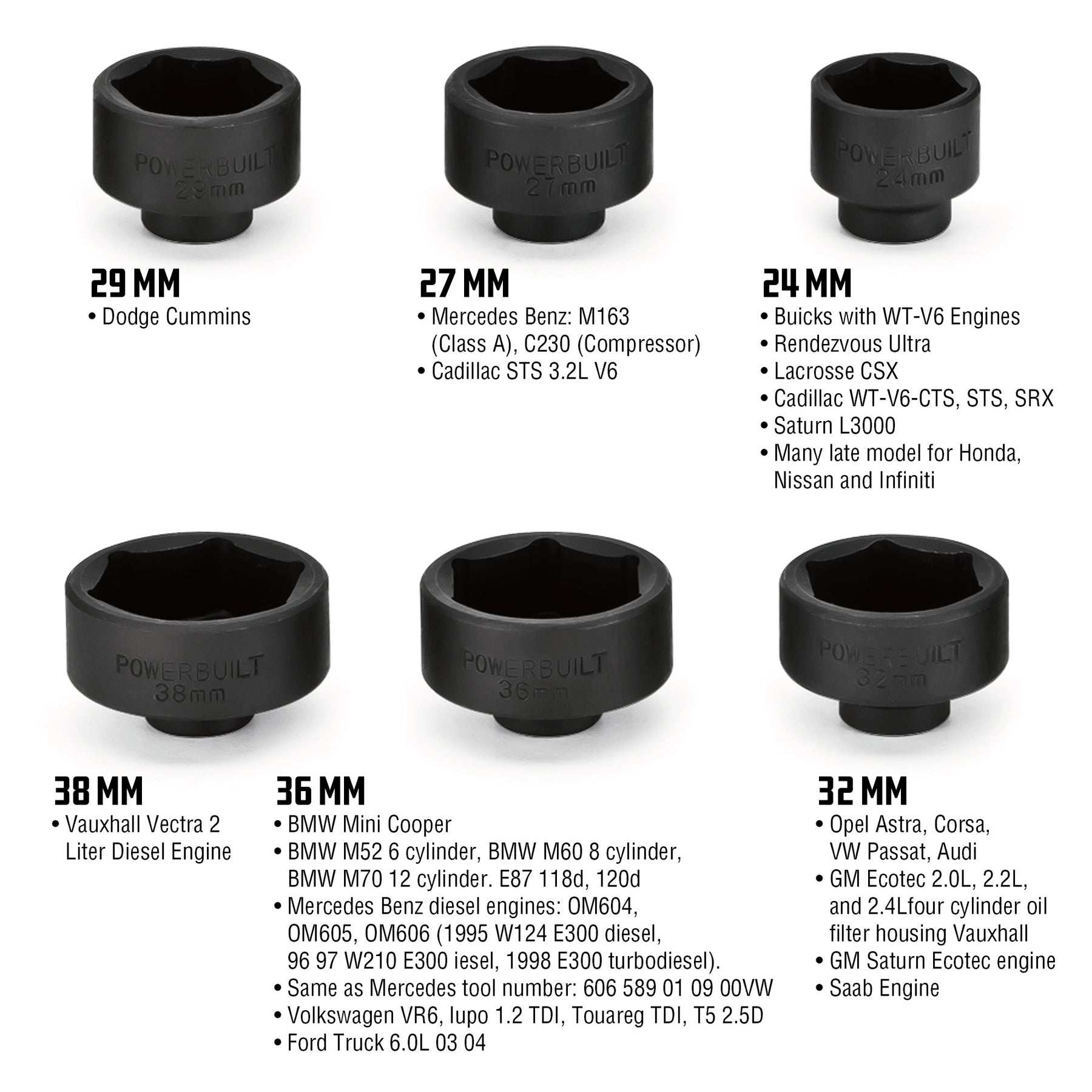 6 Piece Specialty Oil Filter Socket Set