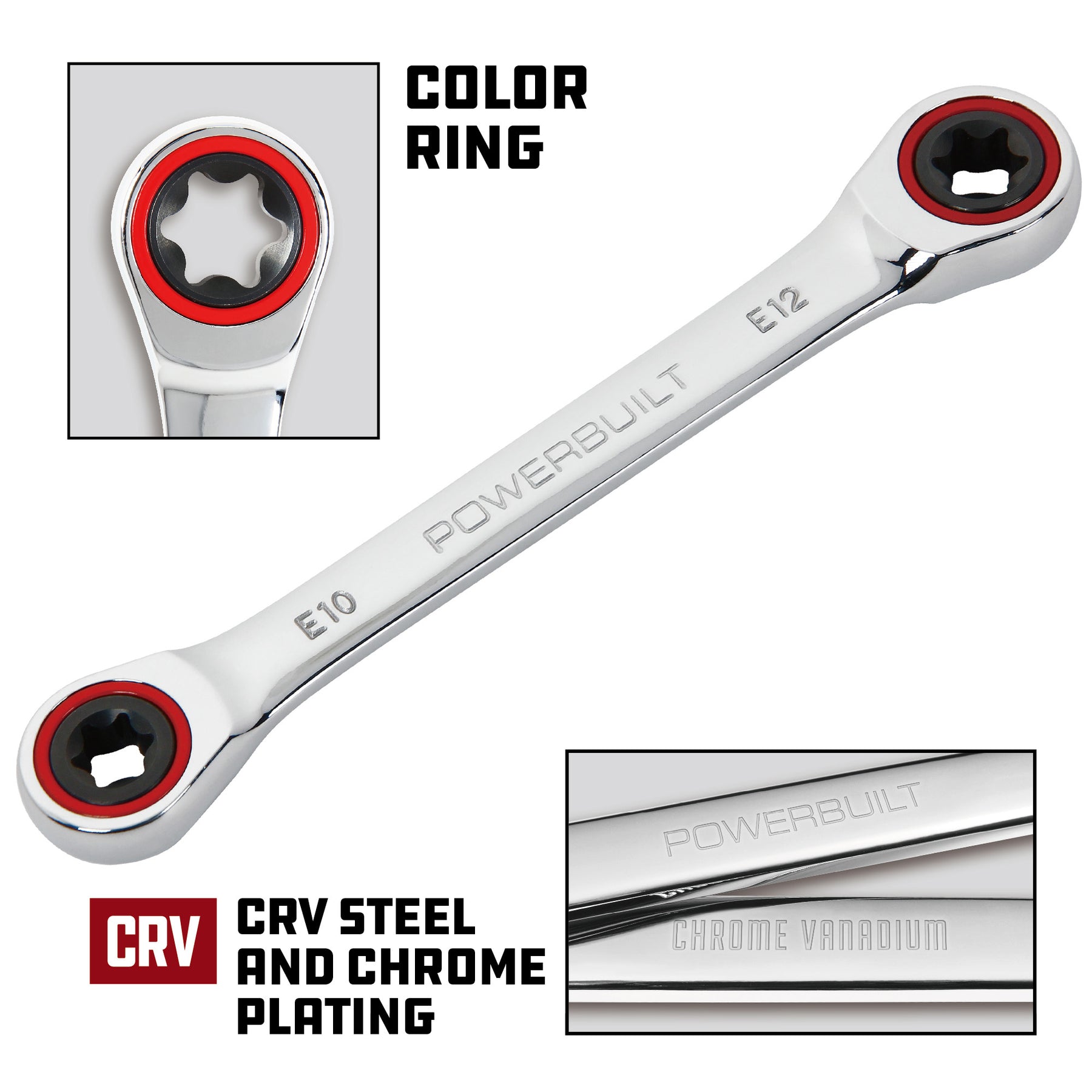Ratcheting Double Box-End E-Star Wrench - E10/E12
