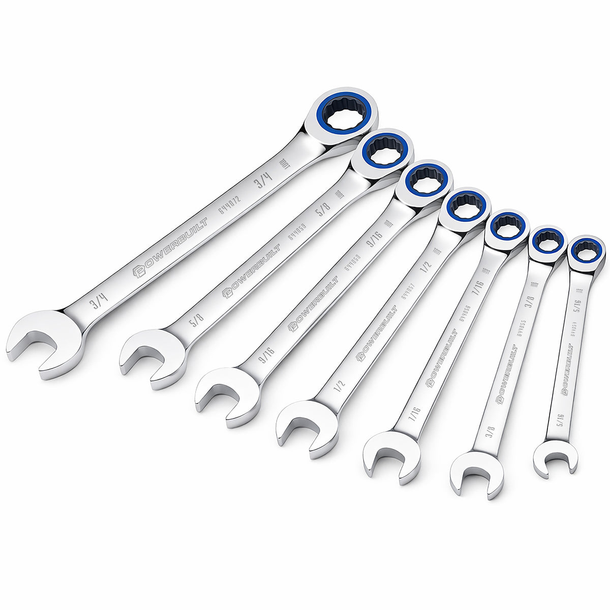 7 Piece SAE 100 Tooth Ratcheting Wrench Set