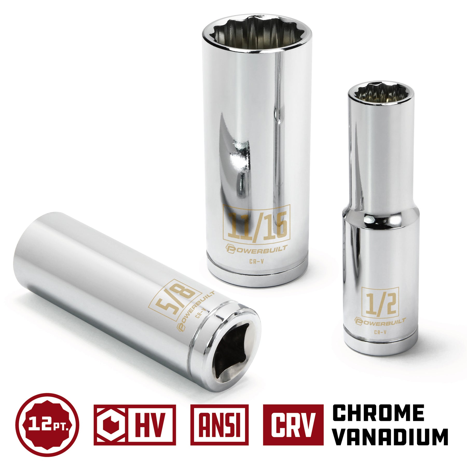 11 Piece 12 Point SAE Deep Socket Set