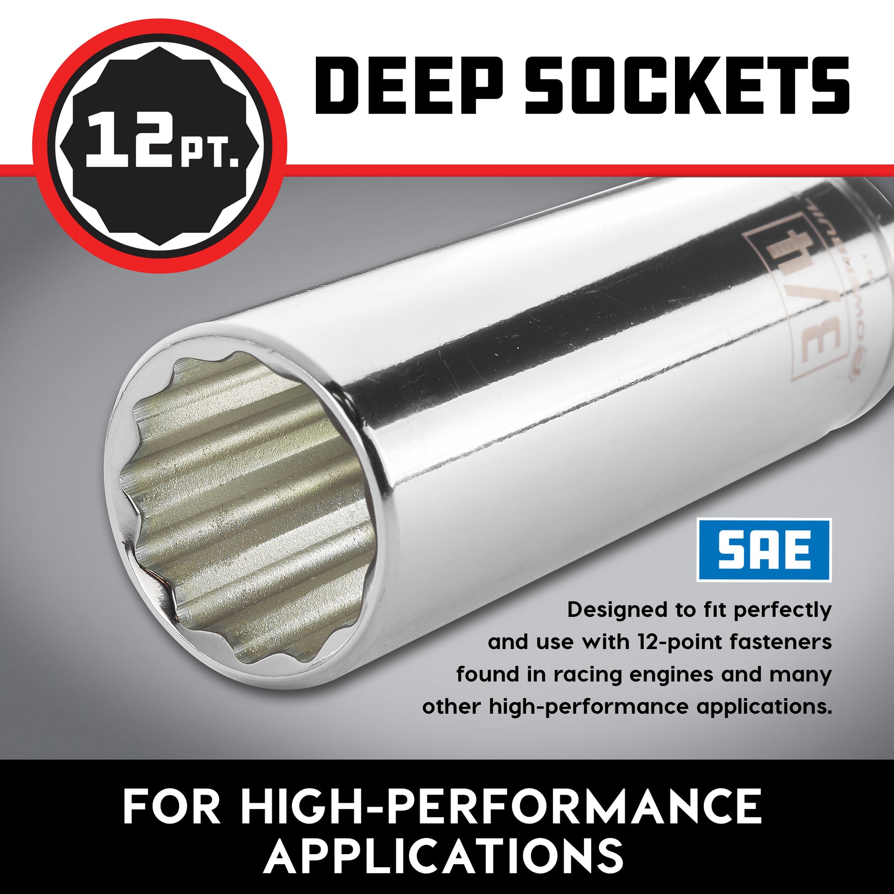 11 Piece 12 Point SAE Deep Socket Set