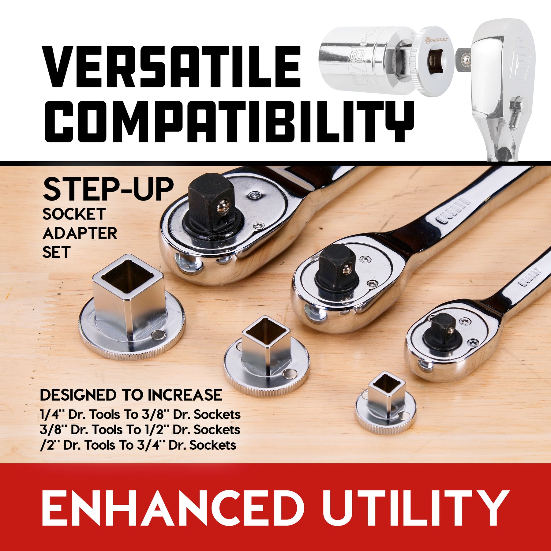 3 Piece Low Profile Socket Adapter Set
