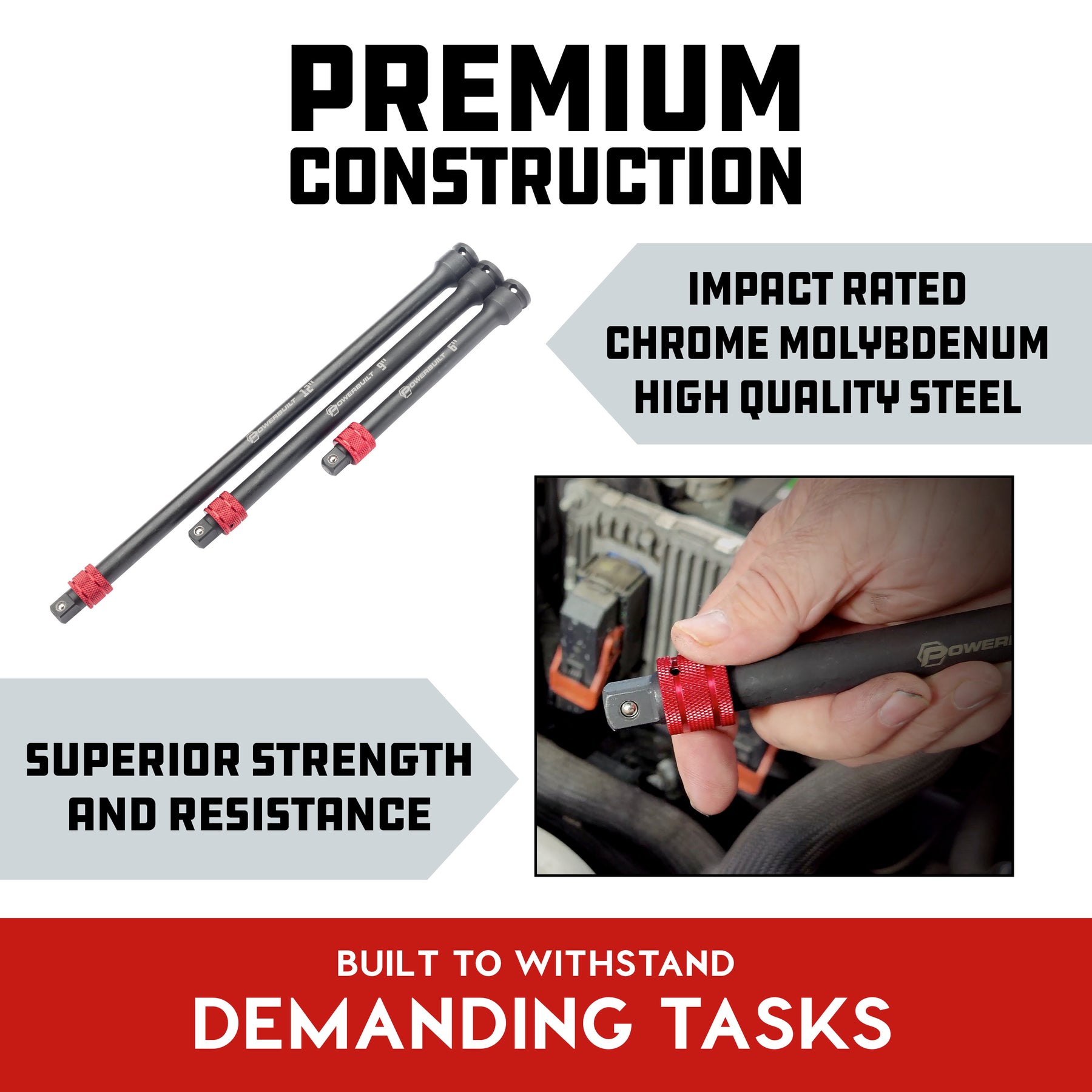 3 Piece Quick Release 3/8-Inch Drive Extension Bar Set