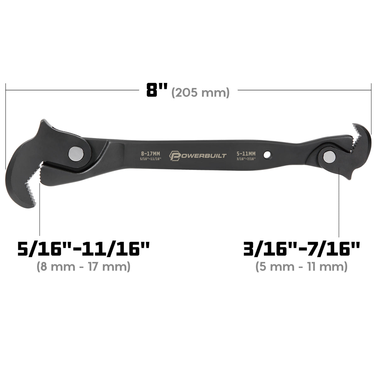 8" DUAL HEADED SELF-ADJUSTING WRENCH