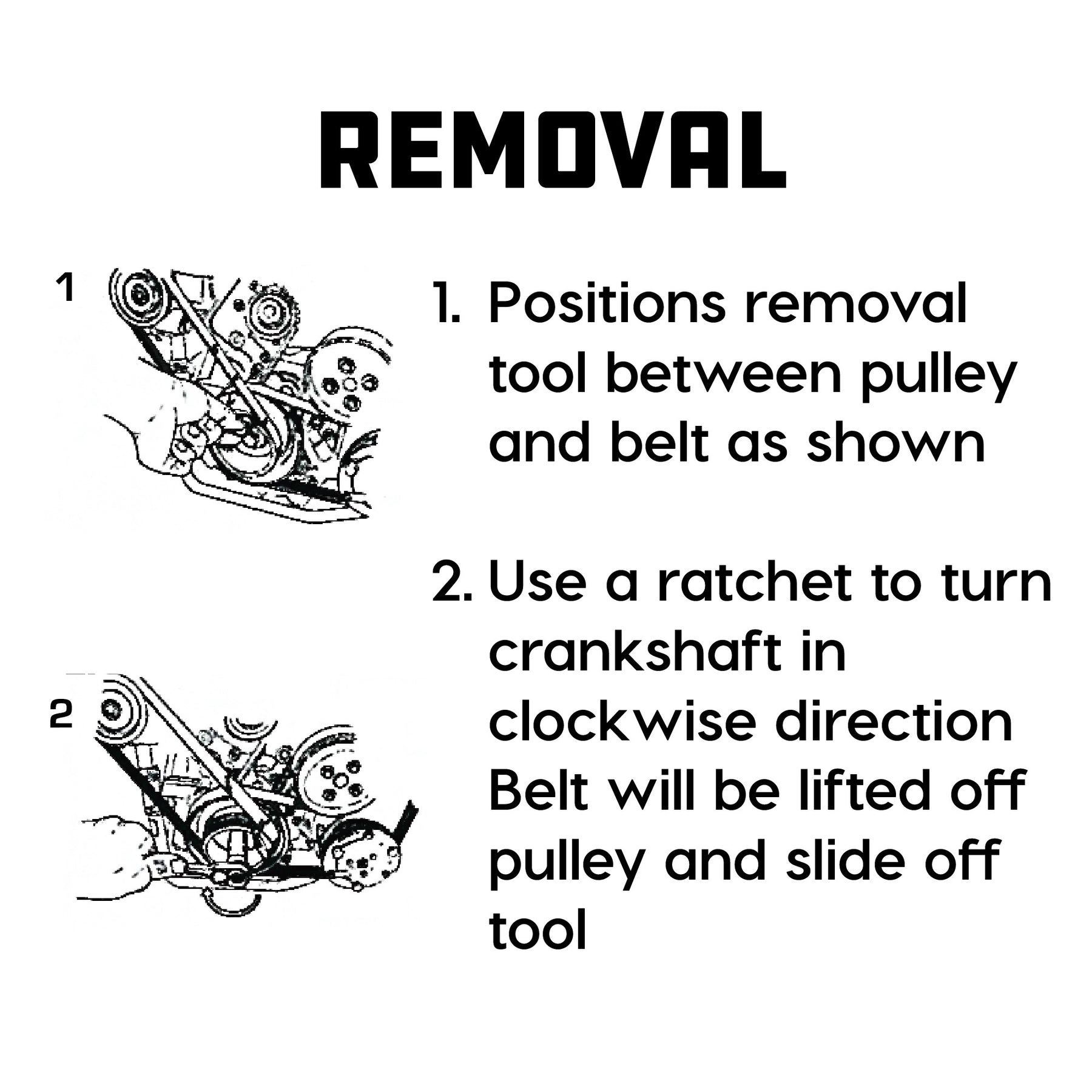 2 Piece Stretch Belt Installation / Removal Tool Set