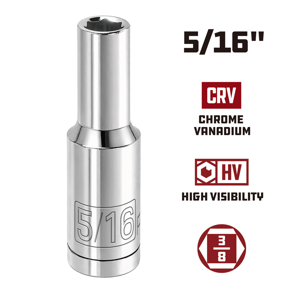 3/8 in. Dr. Sockets - SAE Deep - 6 Pt.