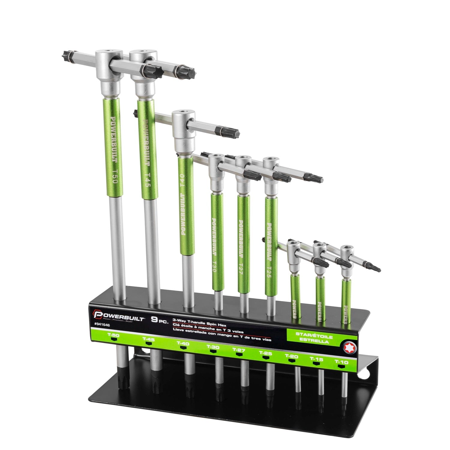 9 Pc Torx Star T-Handle Hex Allen Key Wrench Set w/ Speed