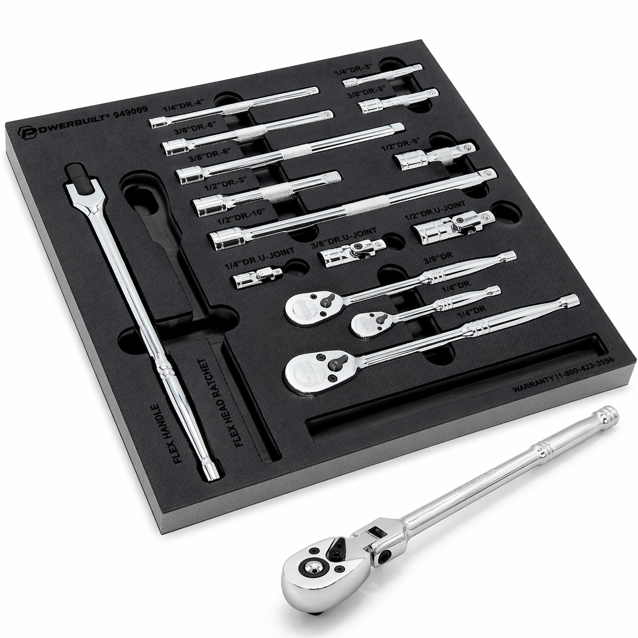 16 Piece Pro Tech Ratchet & Socket Accessories Set