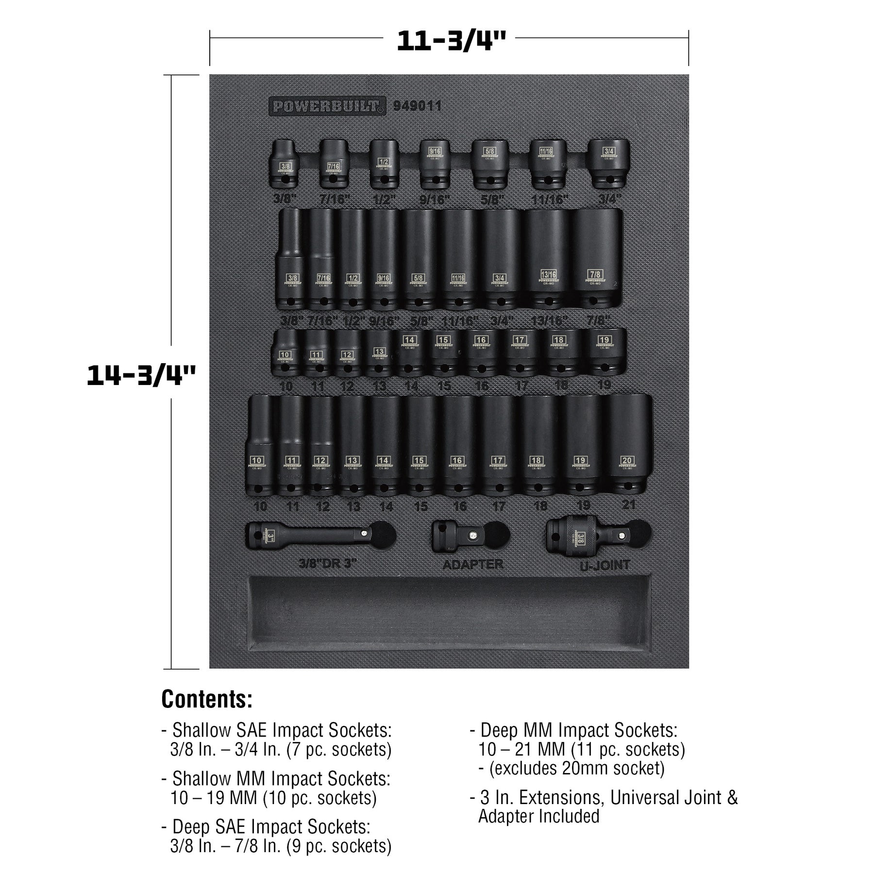 40 Piece Pro Tech 3/8 in. Dr. Impact Socket Set