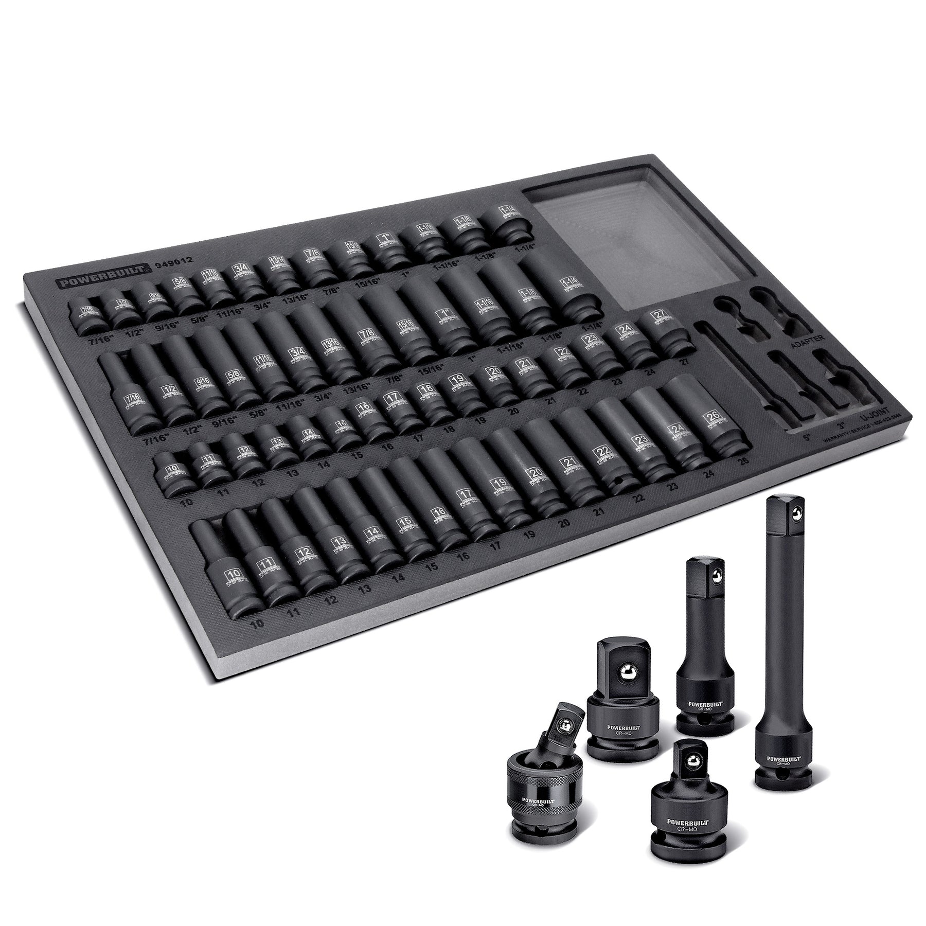 63 Piece 6 Point SAE & Metric Pro Tech Impact Socket Set