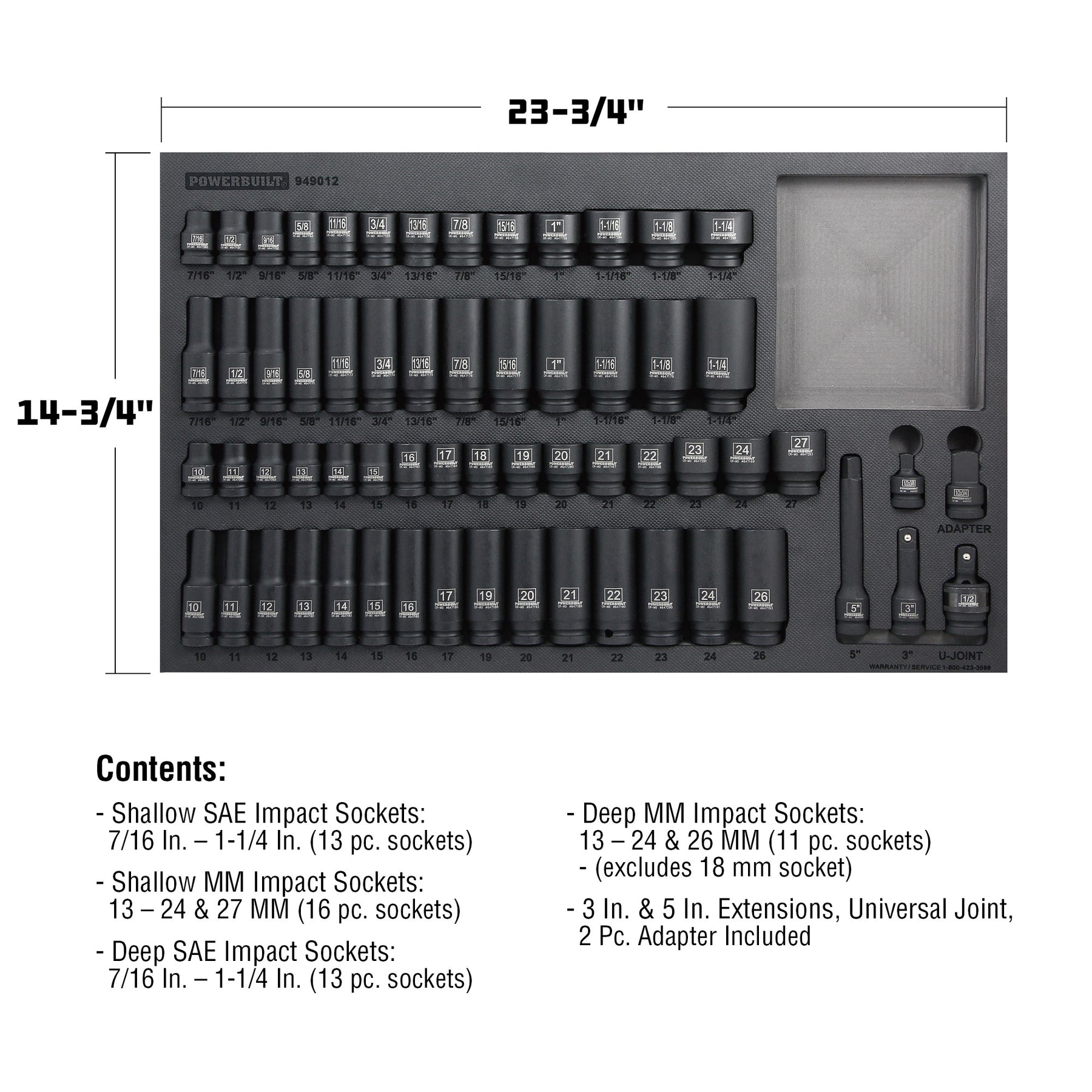 63 Piece 6 Point SAE & Metric Pro Tech Impact Socket Set