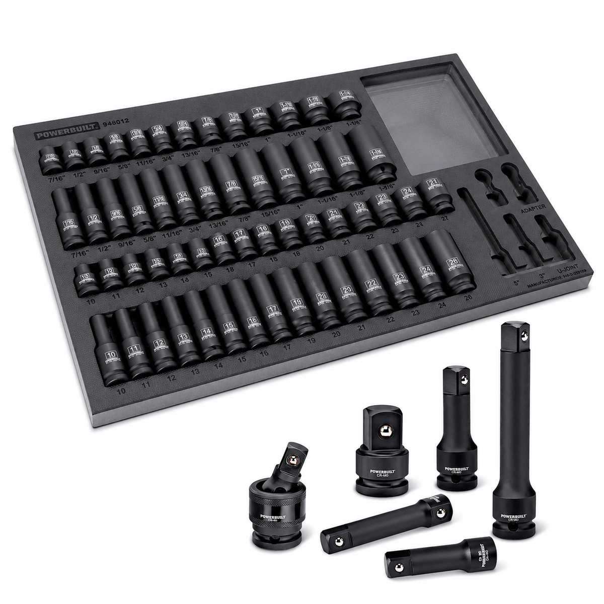 63 Piece 6 Point SAE & Metric Pro Tech Impact Socket Set
