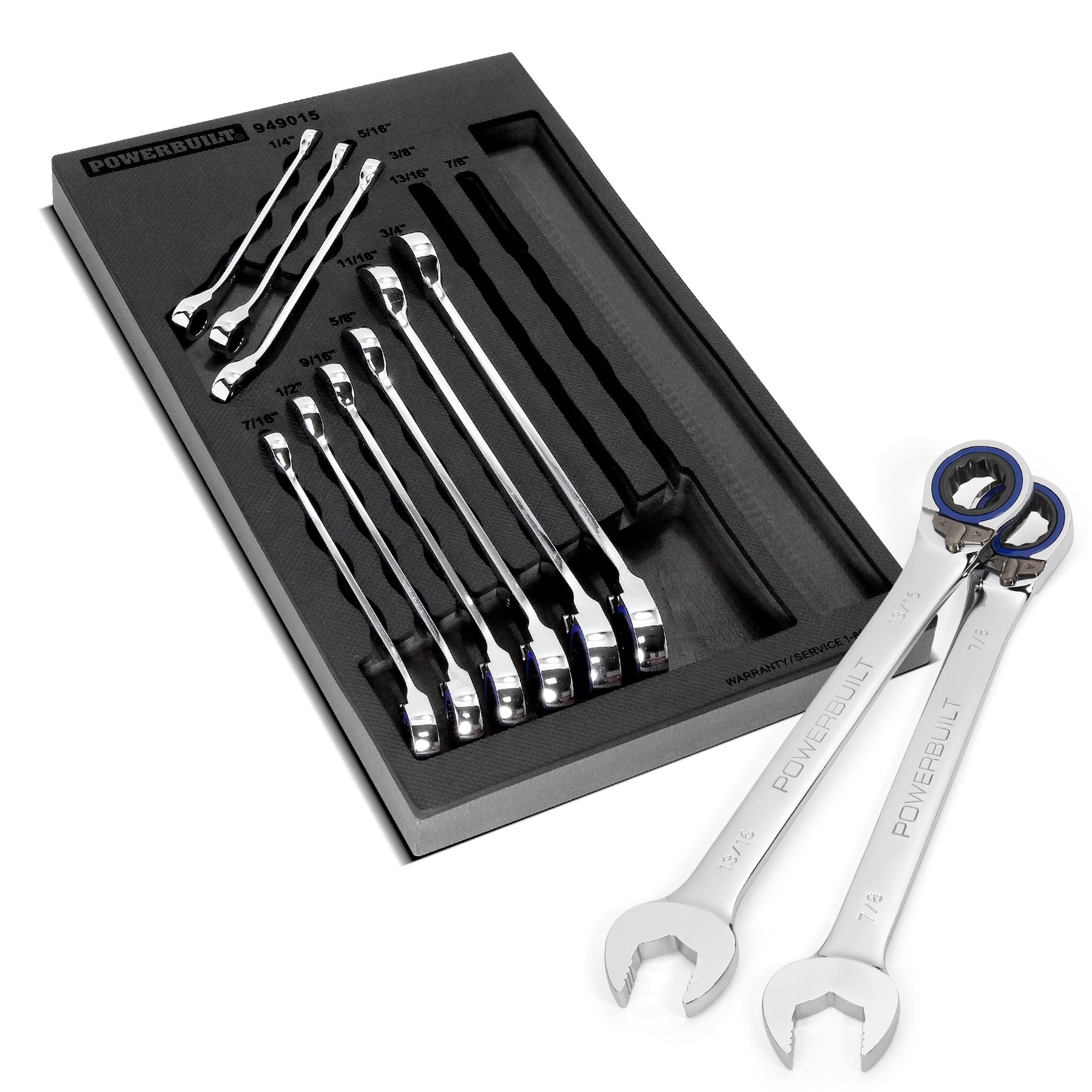 11 Piece Pro Tech SAE Reversible Ratcheting Combination Wrench Set
