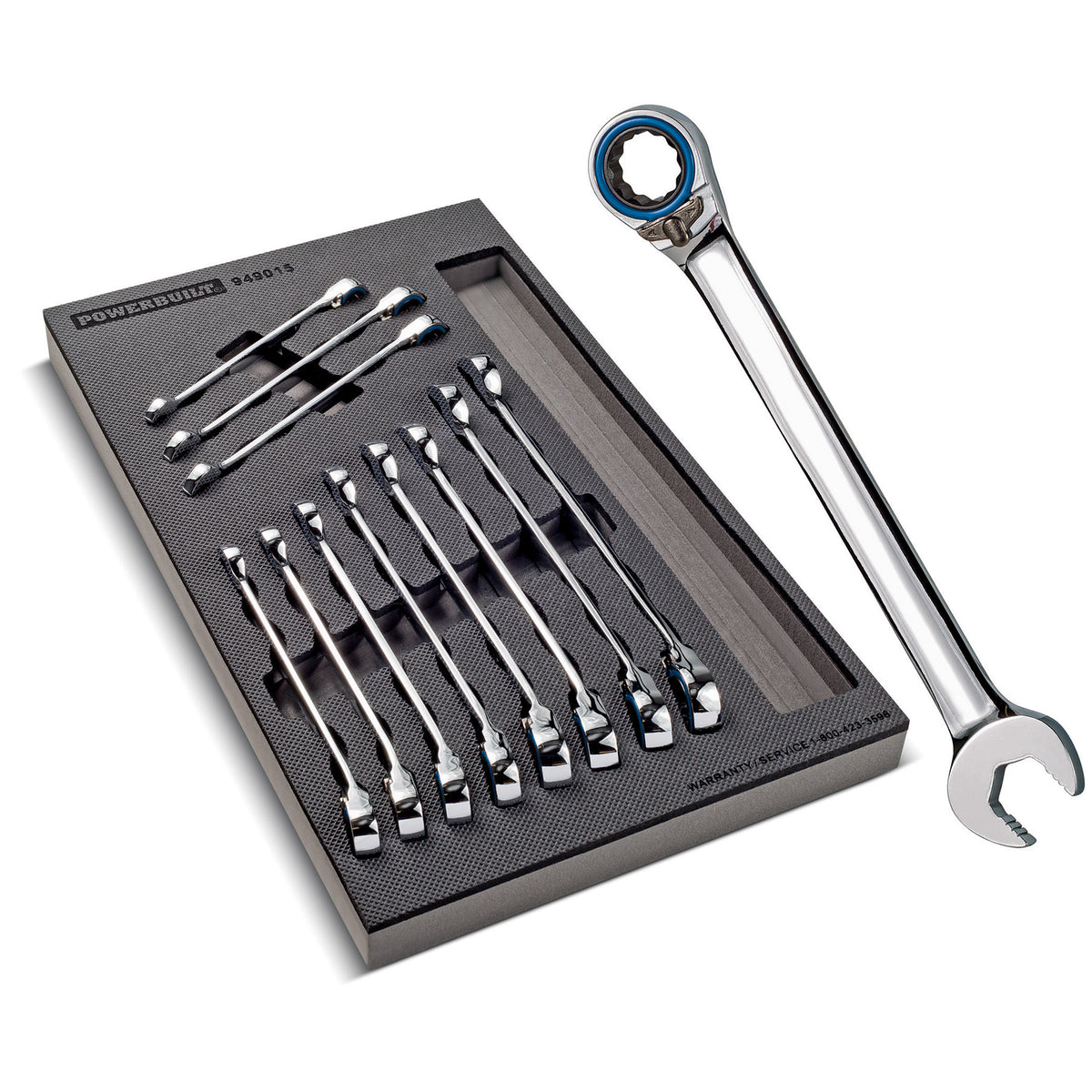 11 Piece Pro Tech SAE Reversible Ratcheting Combination Wrench Set