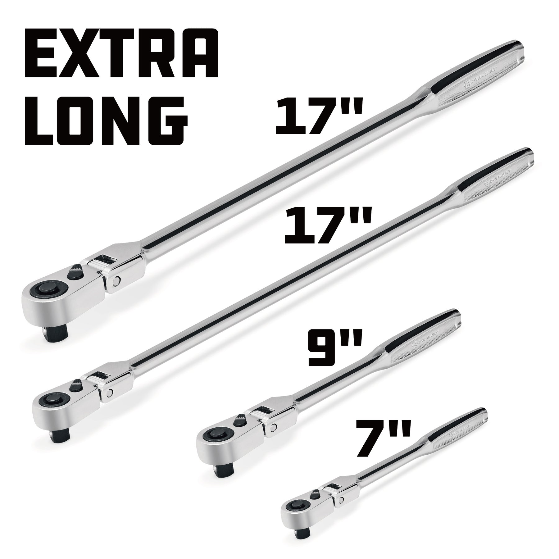 4 Piece Pro Tech Flex Head Long Reach Ratchet Set