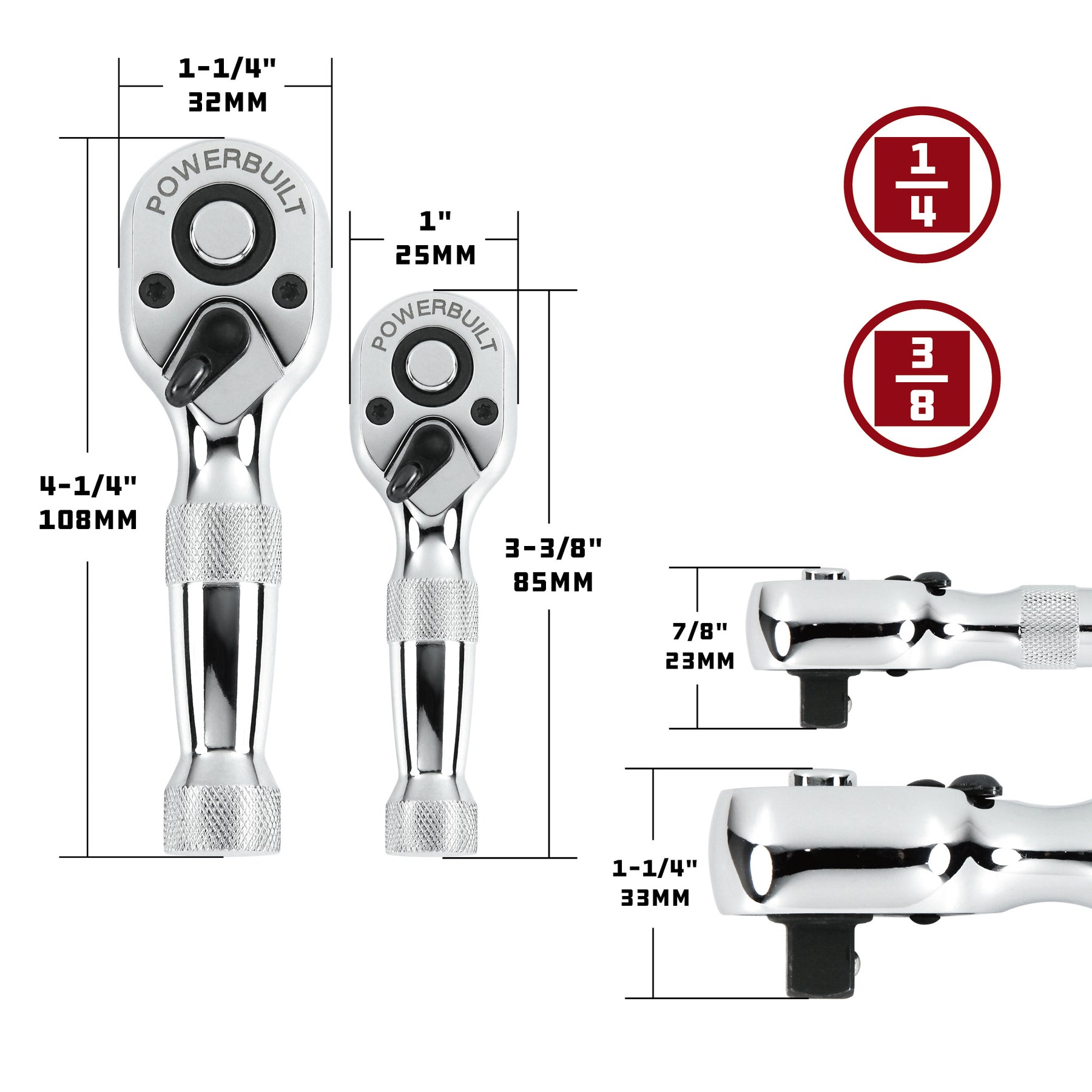 2 Piece Stubby Ratchet Set