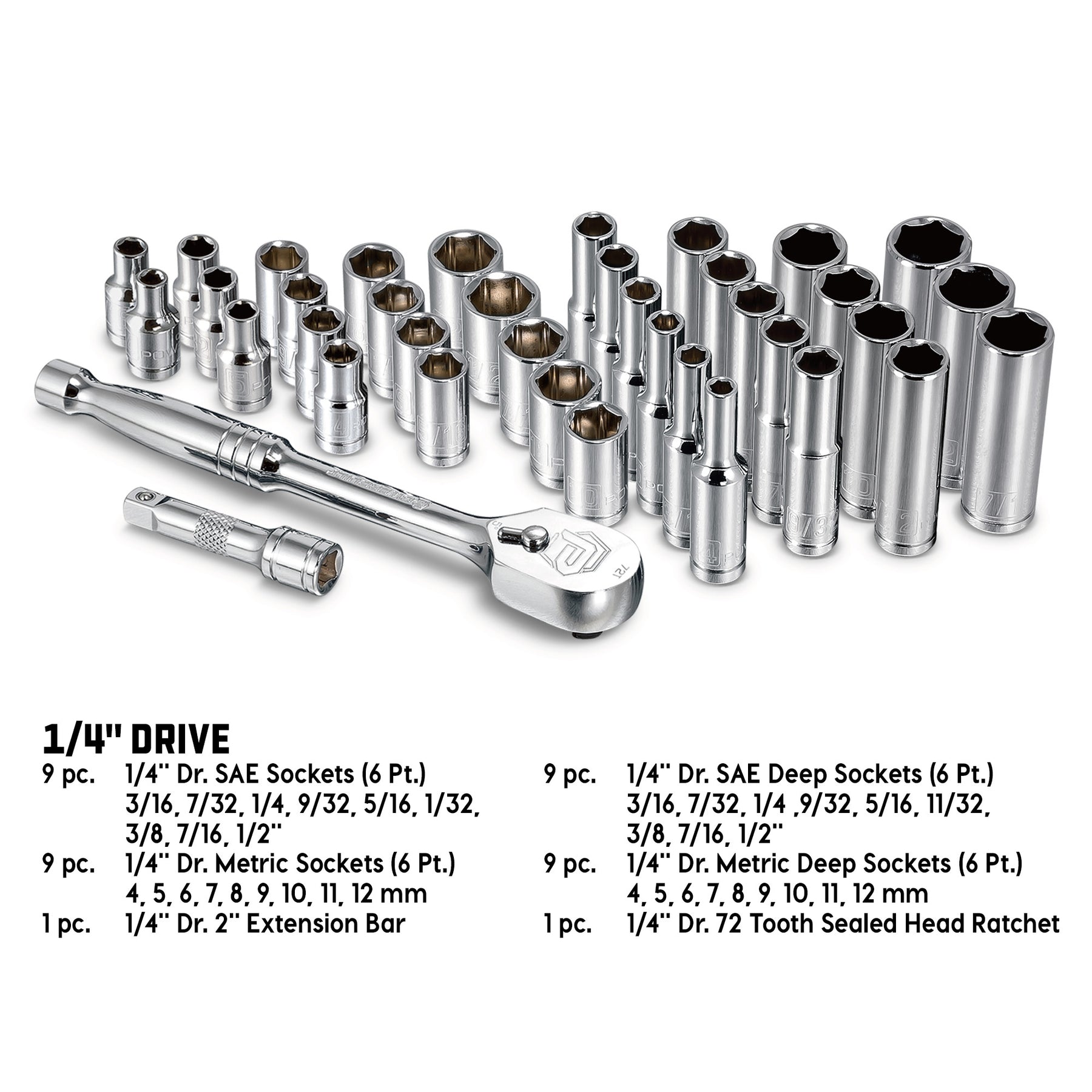 38 Piece 1/4 in. Drive Mechanics Tool Set