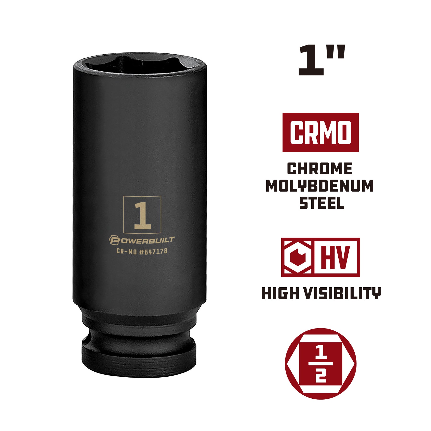 1/2 Inch Drive x 1 Inch 6 Point Deep Impact Socket