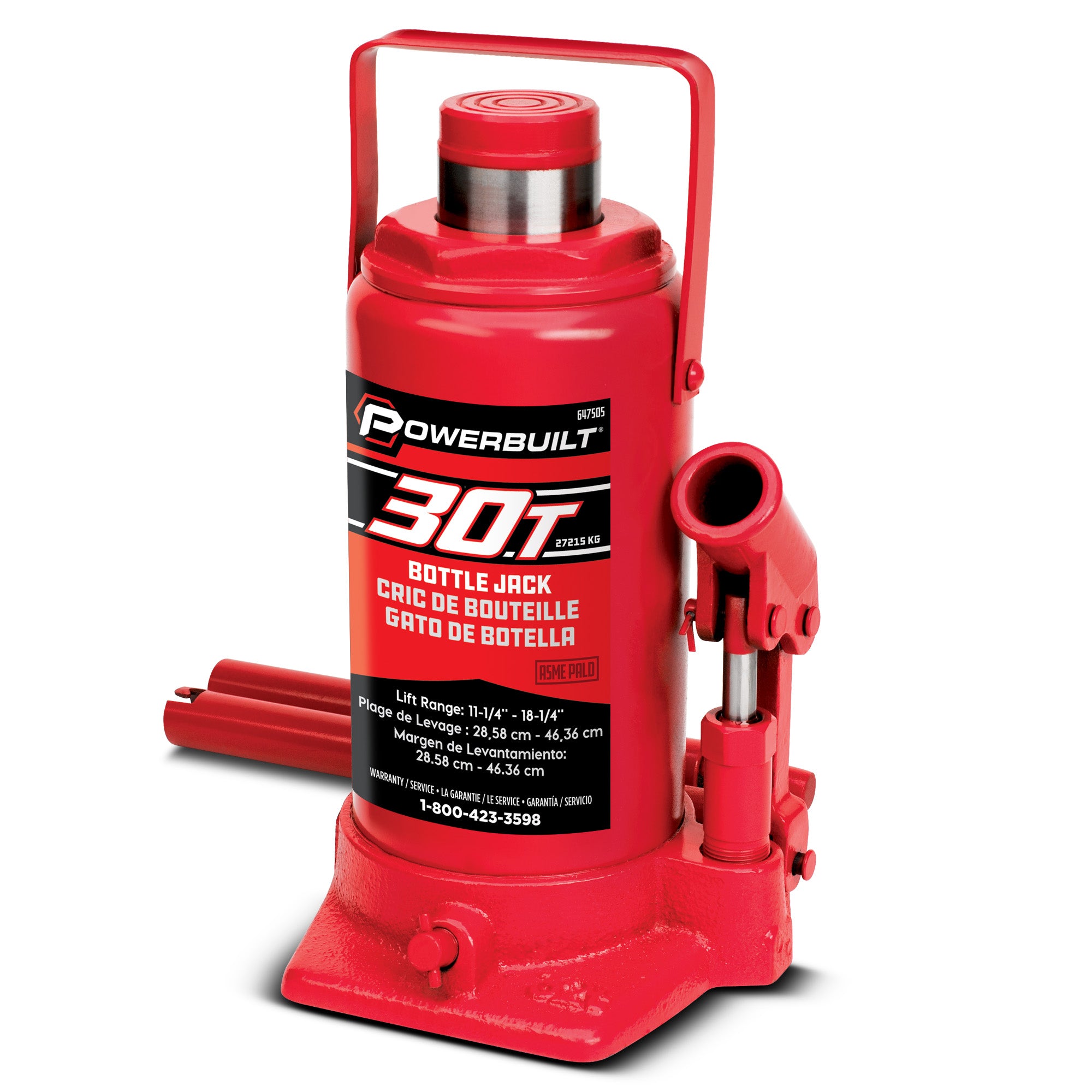 Bottle Jack - 30 Ton Capacity - Heavy Duty 60000 Pounds