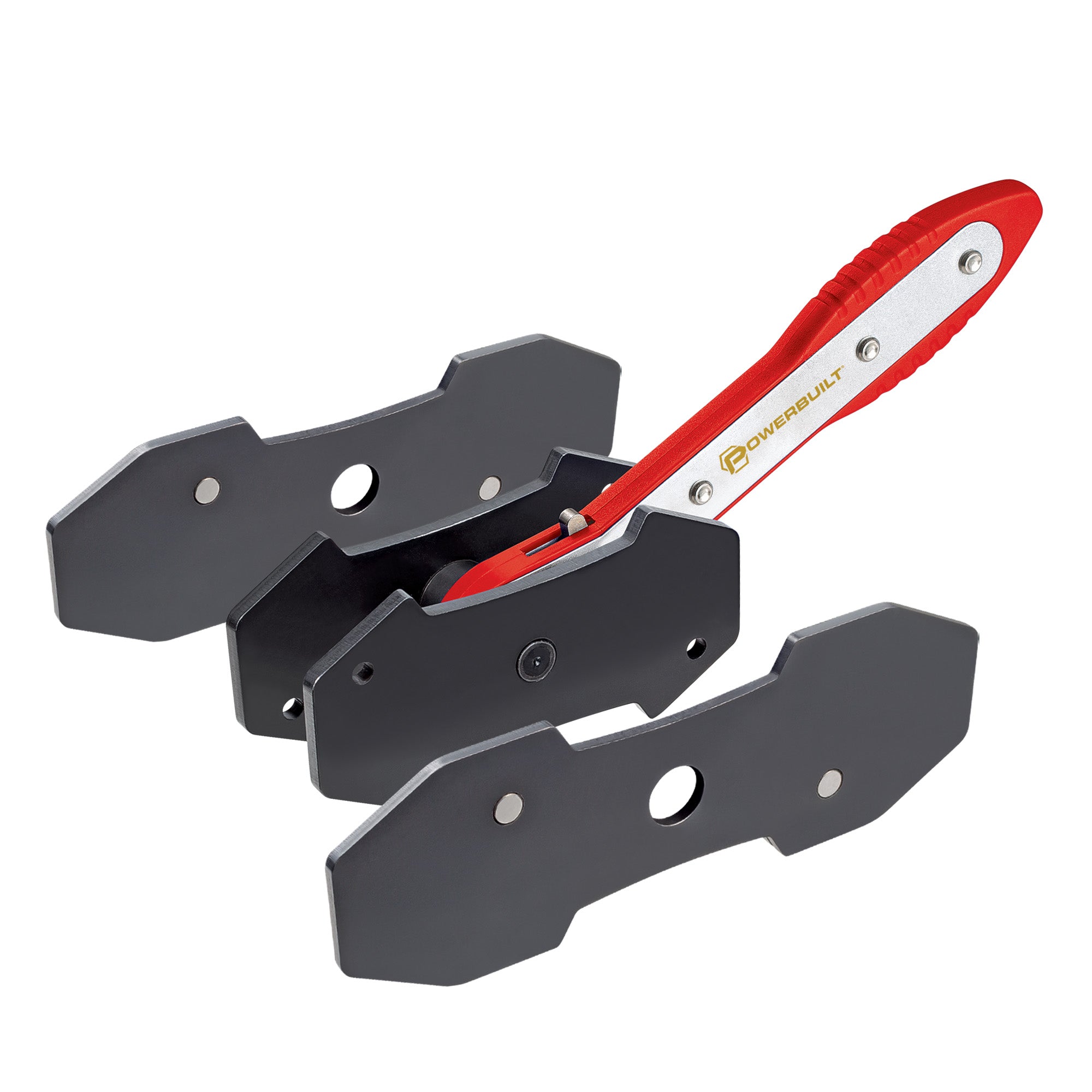 Ratcheting Brake Pad Caliper Piston Spreader Tool – 2pc Steel Plates, Brake Install Press
