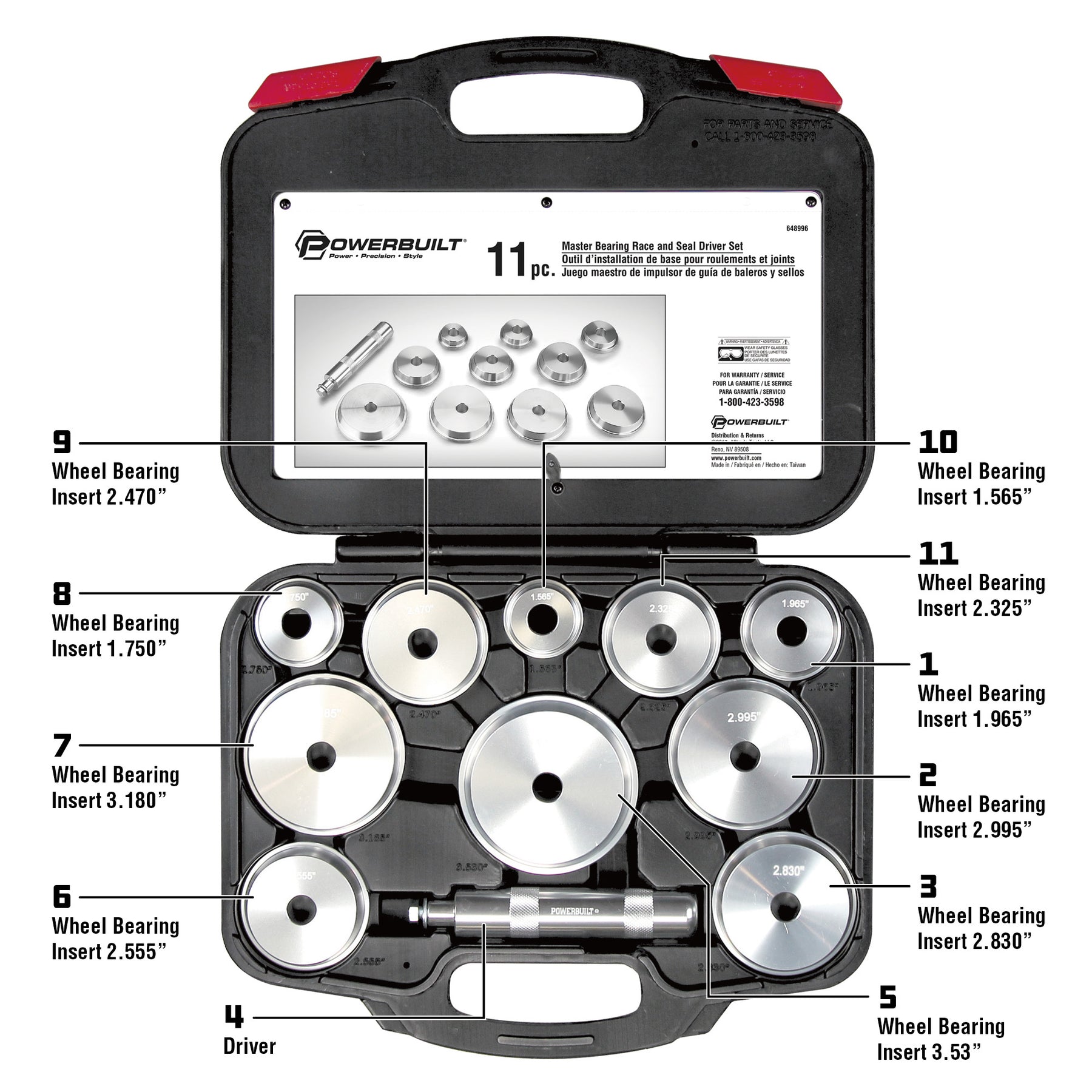 11 Piece Master Bearing Race And Seal Driver Kit