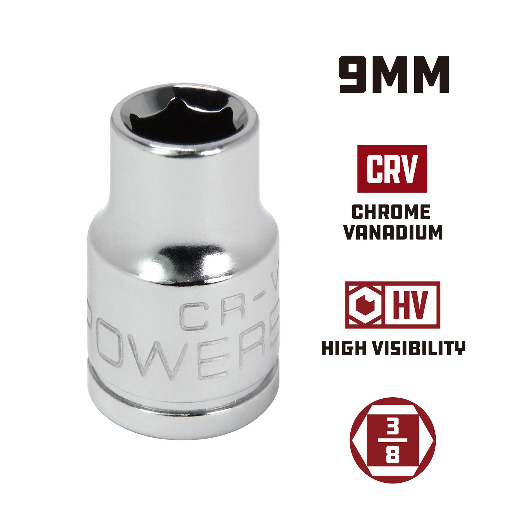 3/8 in. Dr. Sockets - Metric Shallow - 6 Pt.