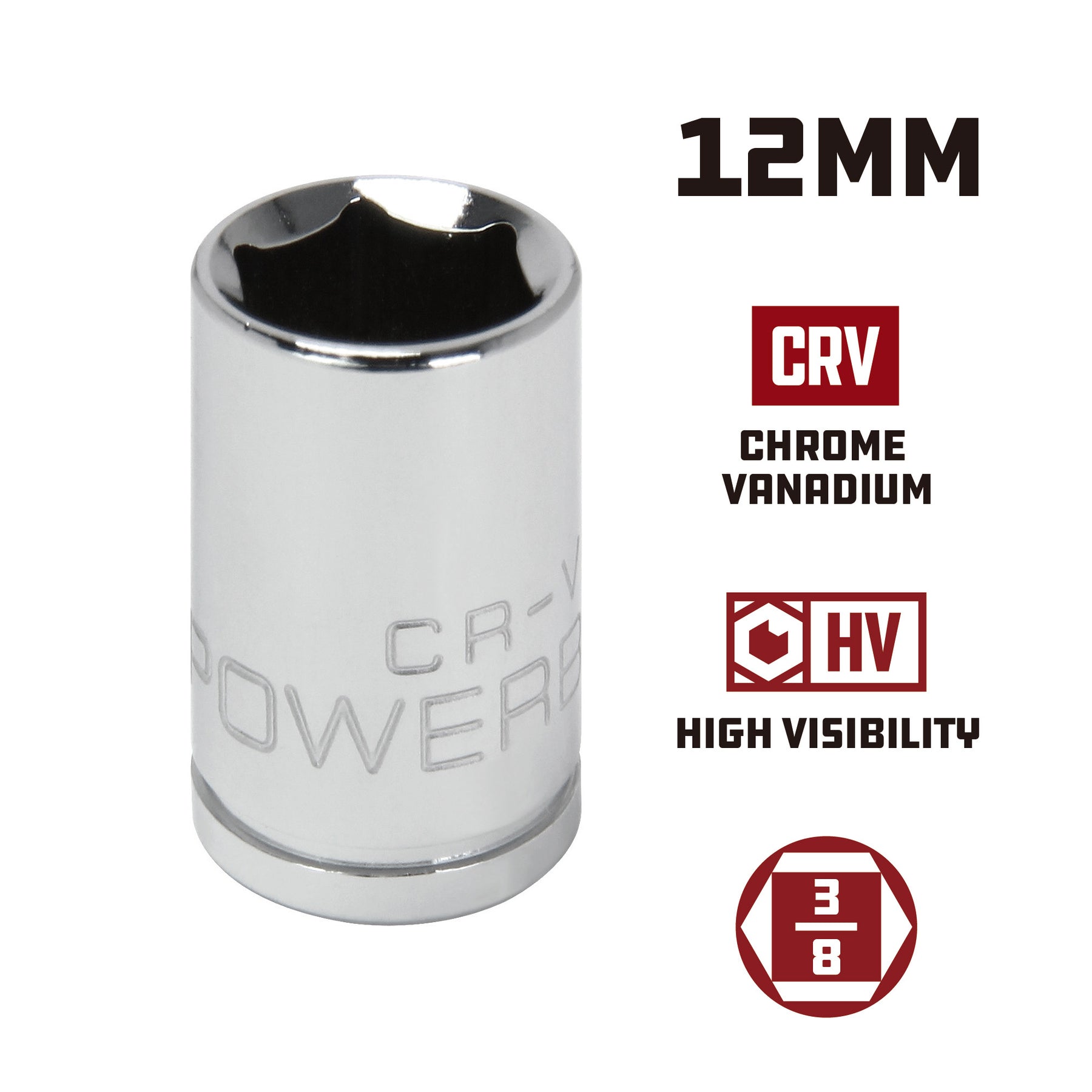 3/8 in. Dr. Sockets - Metric Shallow - 6 Pt.