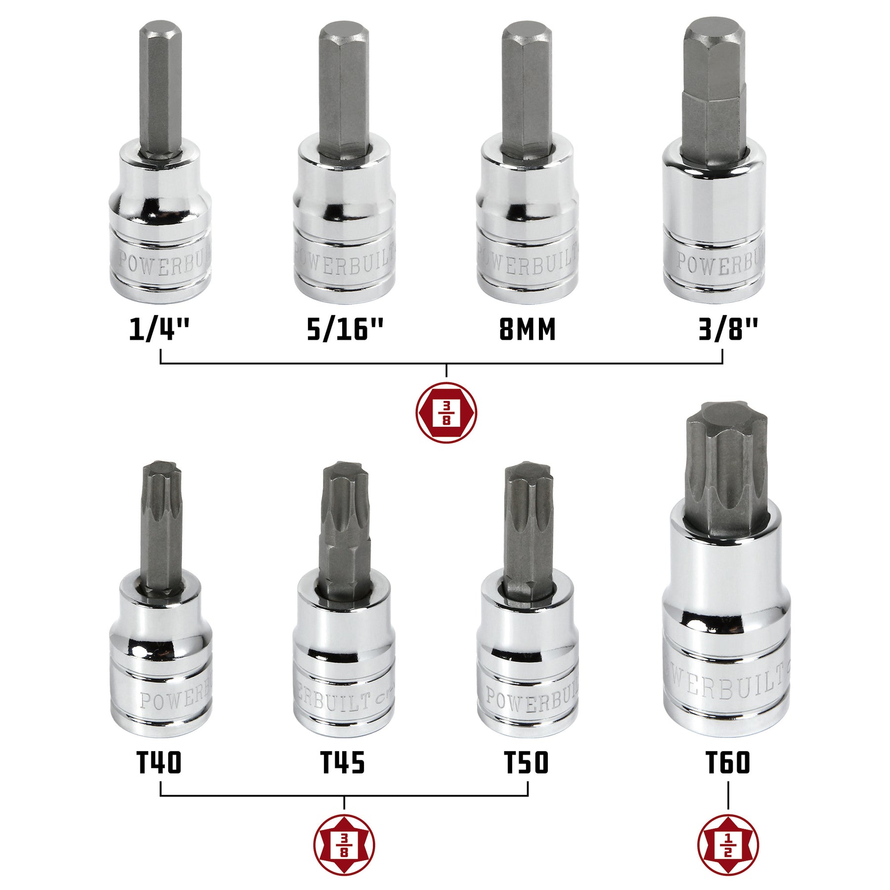 8 Piece Disc Brake Caliper Bit Socket Set