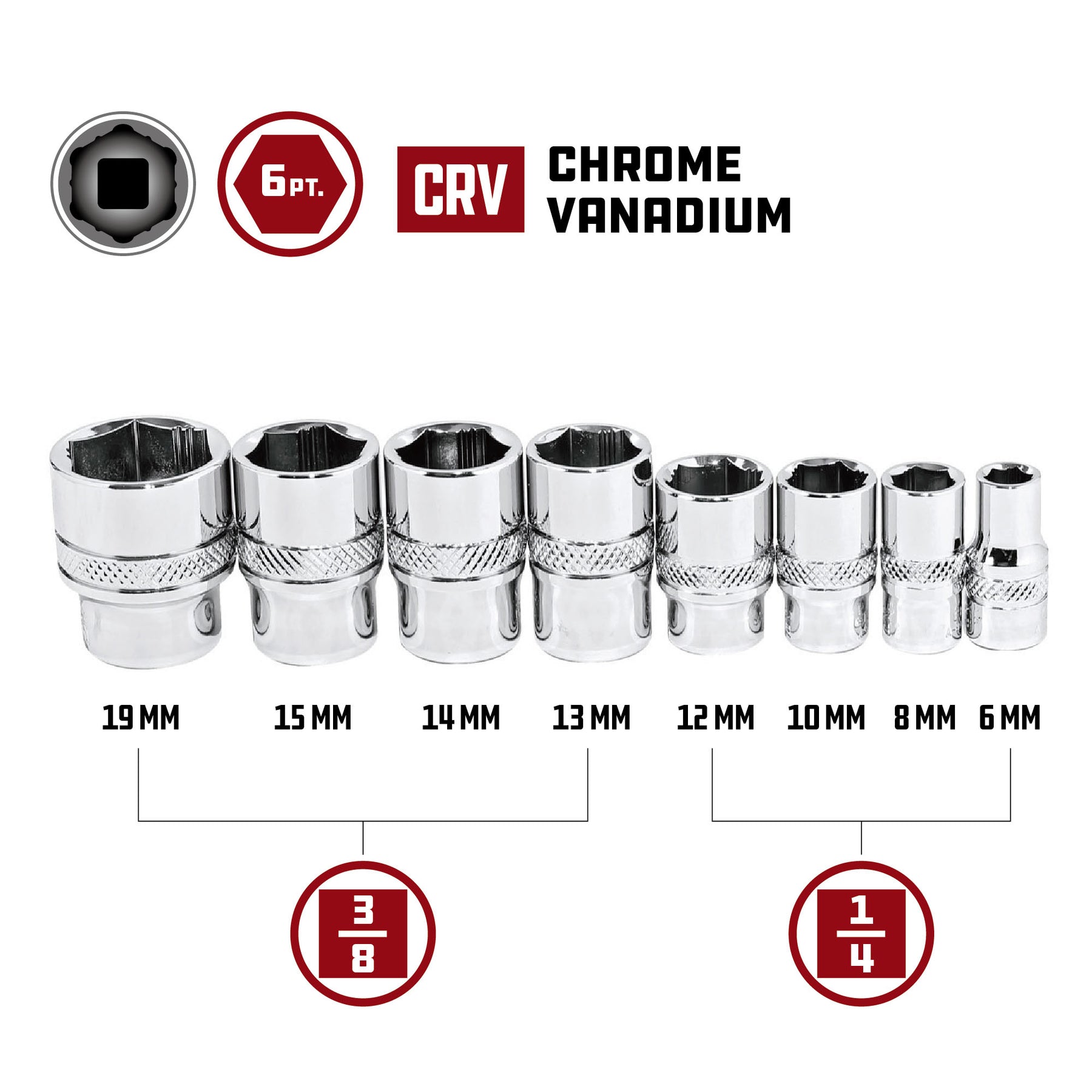 8 Piece Zeon Metric Socket Set for Damaged Bolts