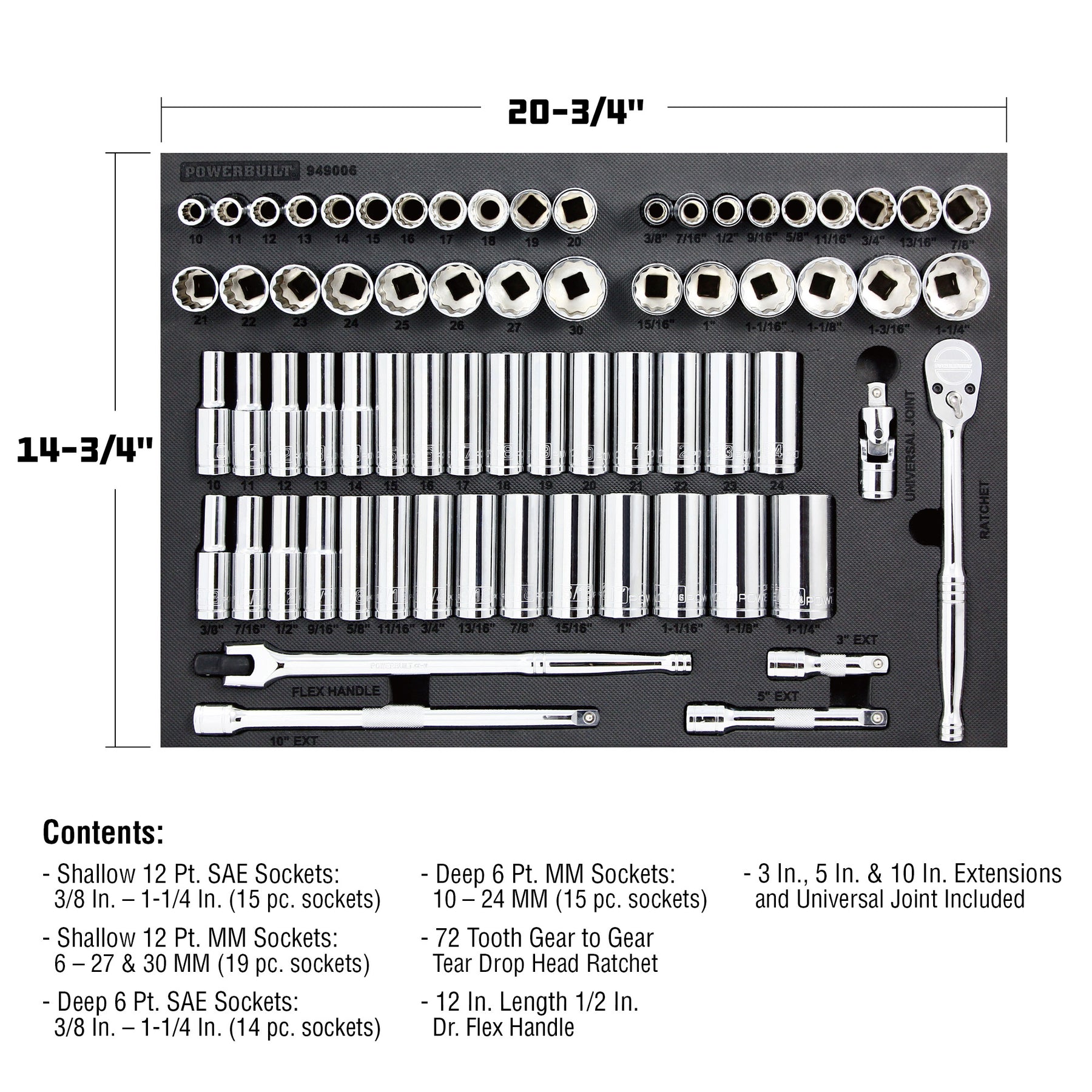 69 Piece Pro Tech 1/2 in. Dr. SAE & Metric Socket Set