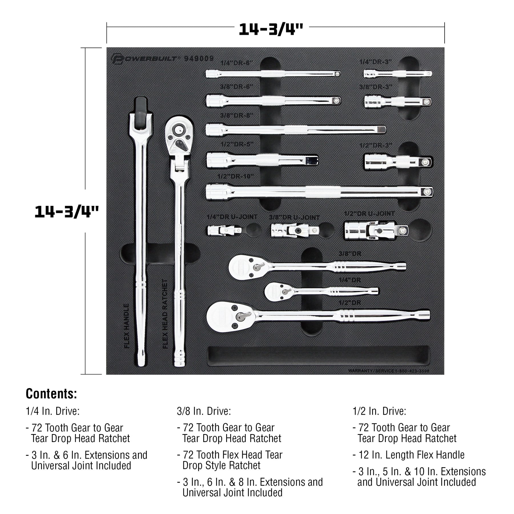 16 Piece Pro Tech Ratchet & Socket Accessories Set