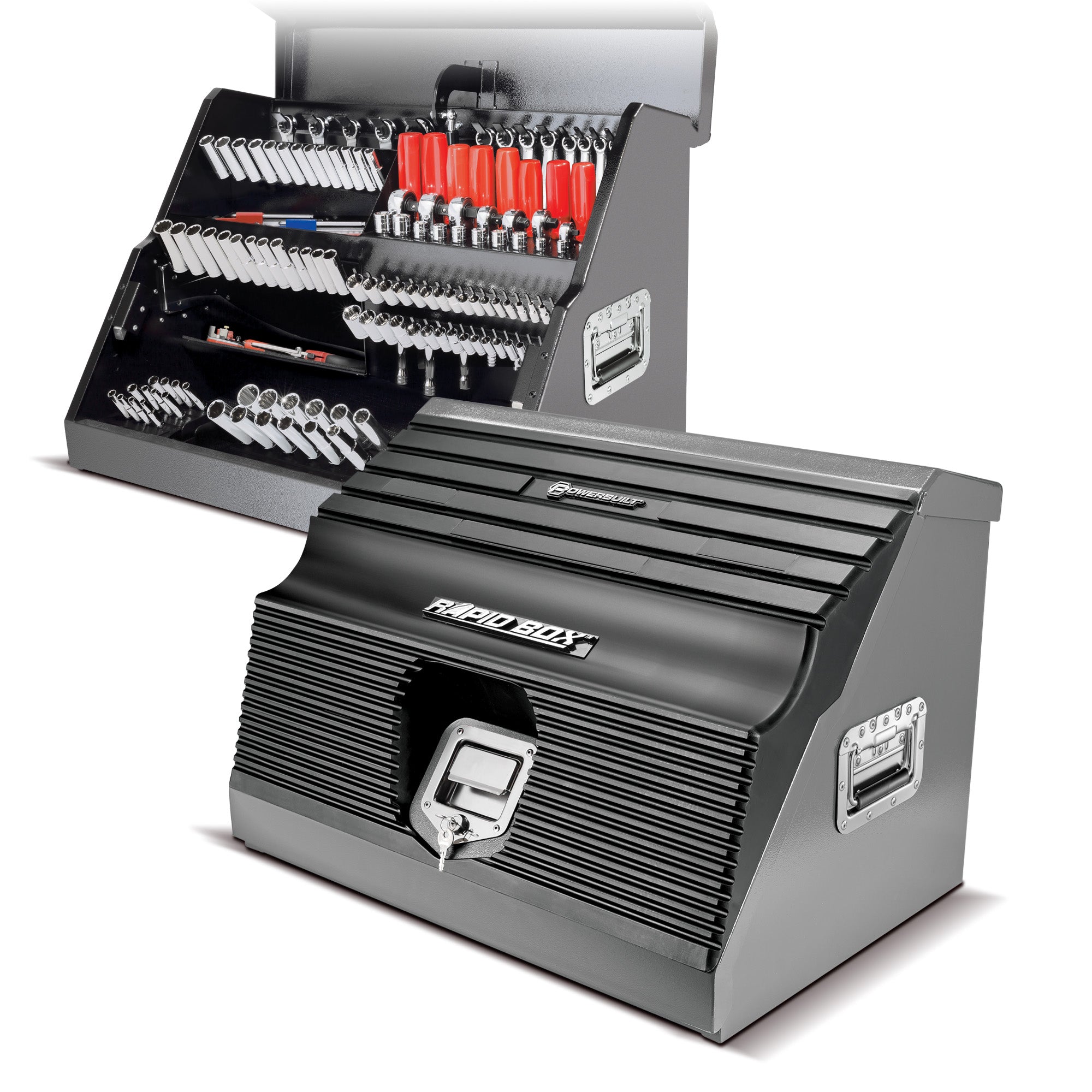 26 Inch Portable Slant Front Rapid Toolbox Tiered Stairstep