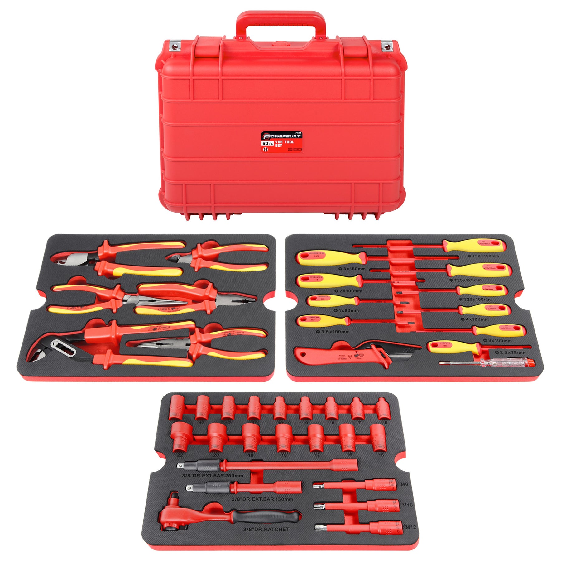 50 Piece VDE Insulated Electrician's Tool Set