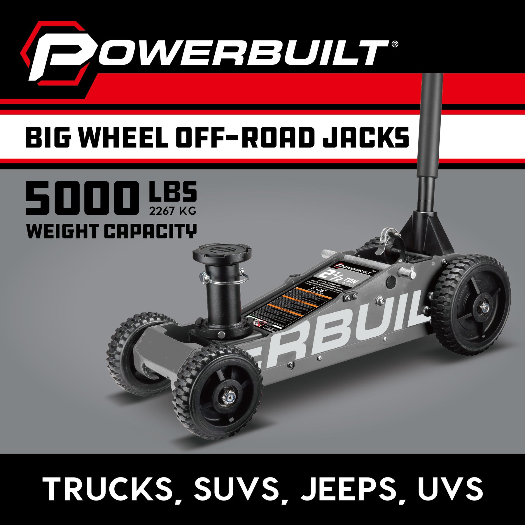 2.5 Ton Big Wheel Off Road Jack (Grey)
