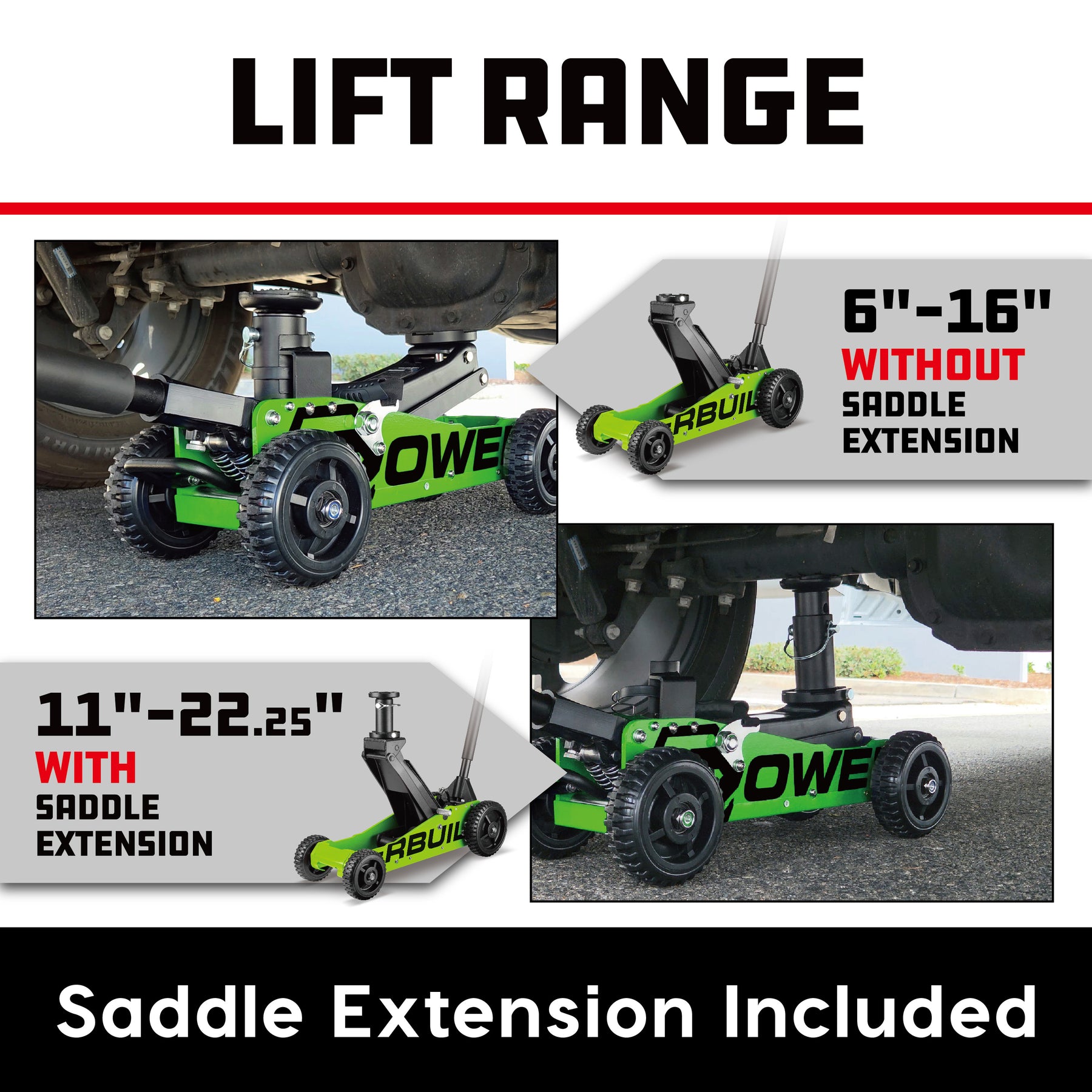 2.5 Ton Big Wheel Off Road Jack (Green)