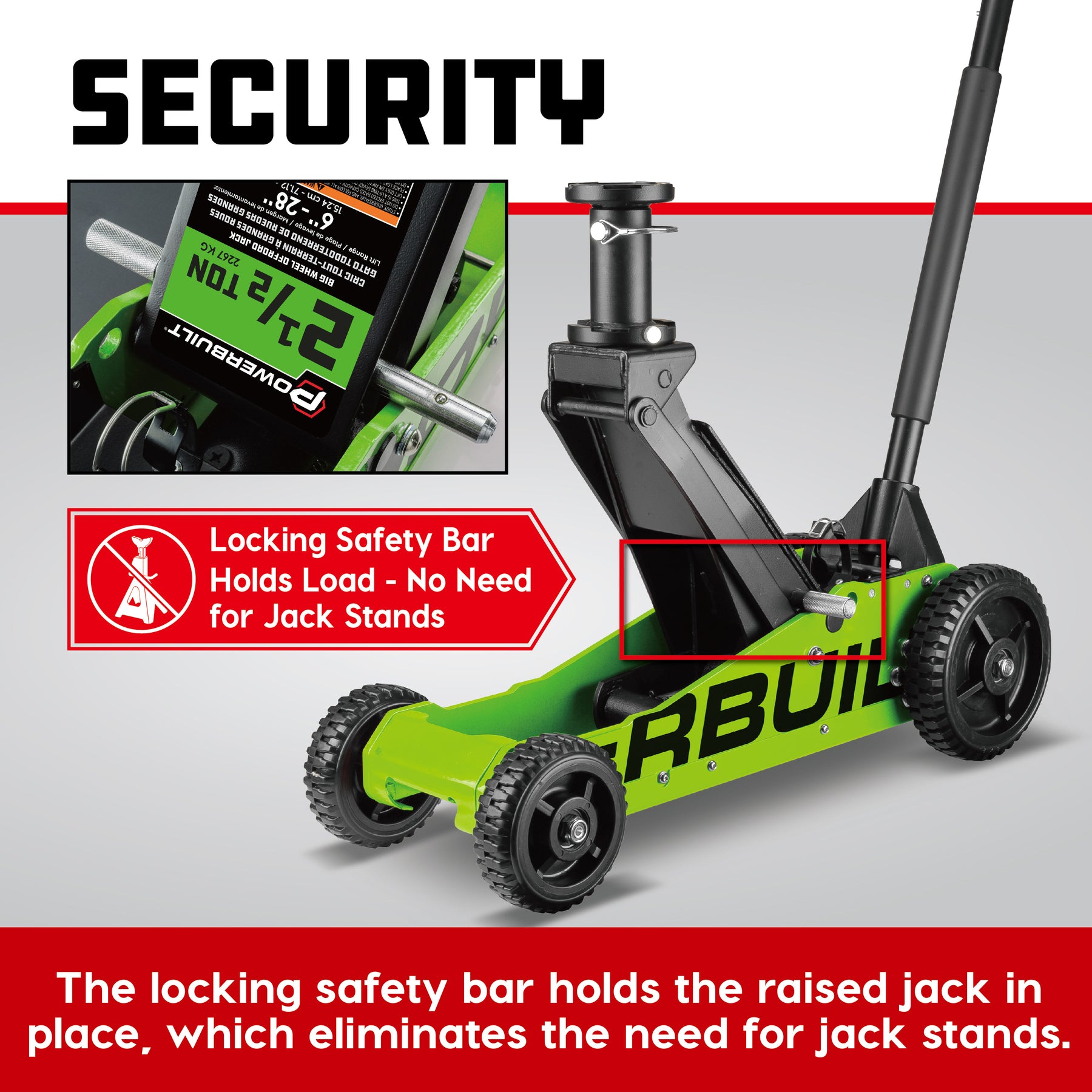 2.5 Ton Big Wheel Off Road Jack (Green)