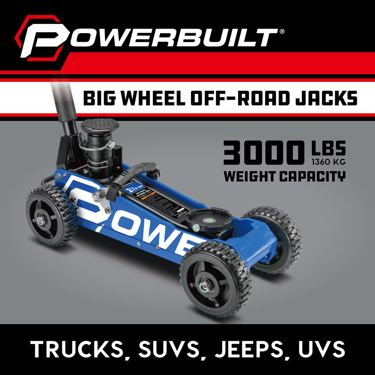 1.5 Ton Big Wheel Off Road Jack (Blue)