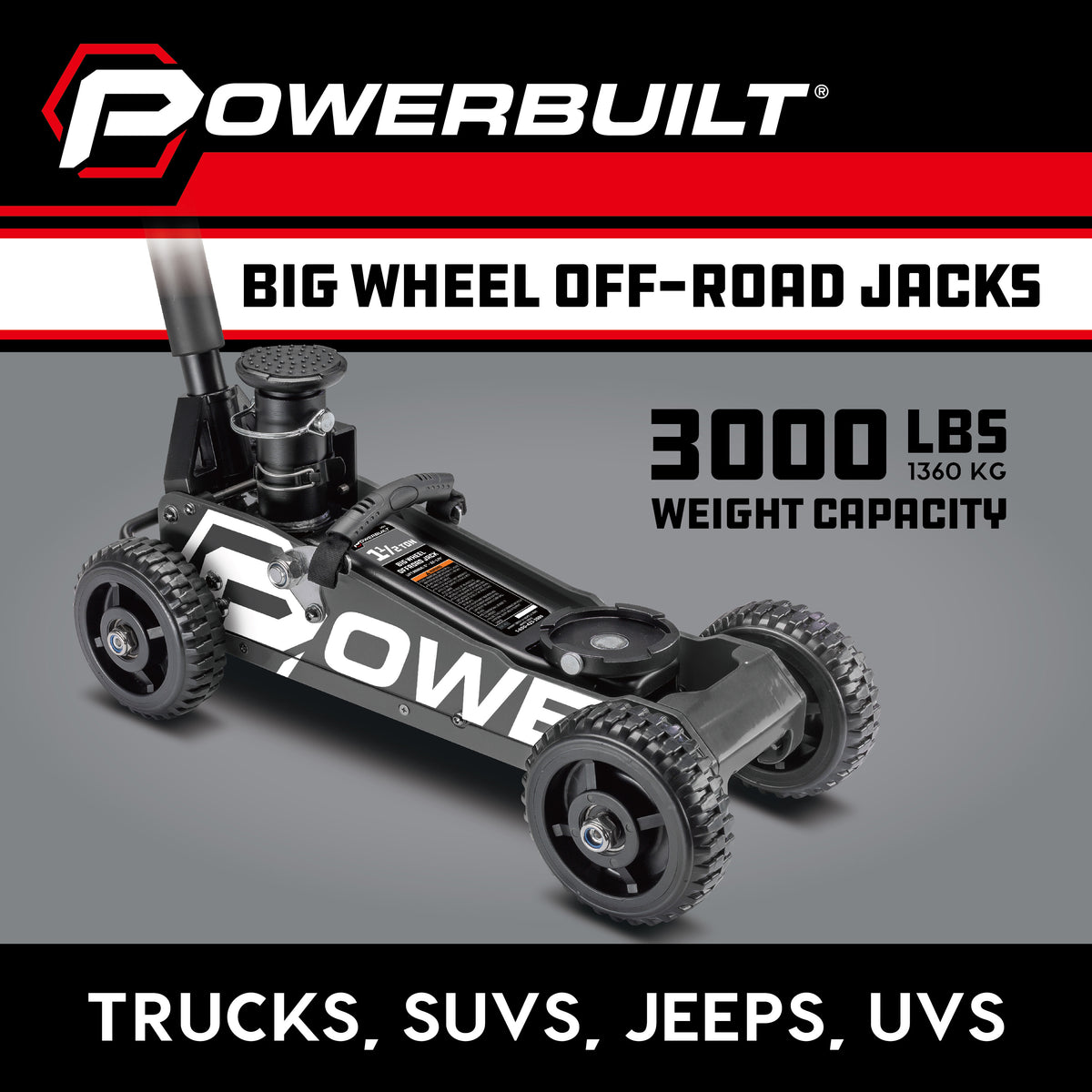 1.5 Ton Big Wheel Off Road Jack (Grey)