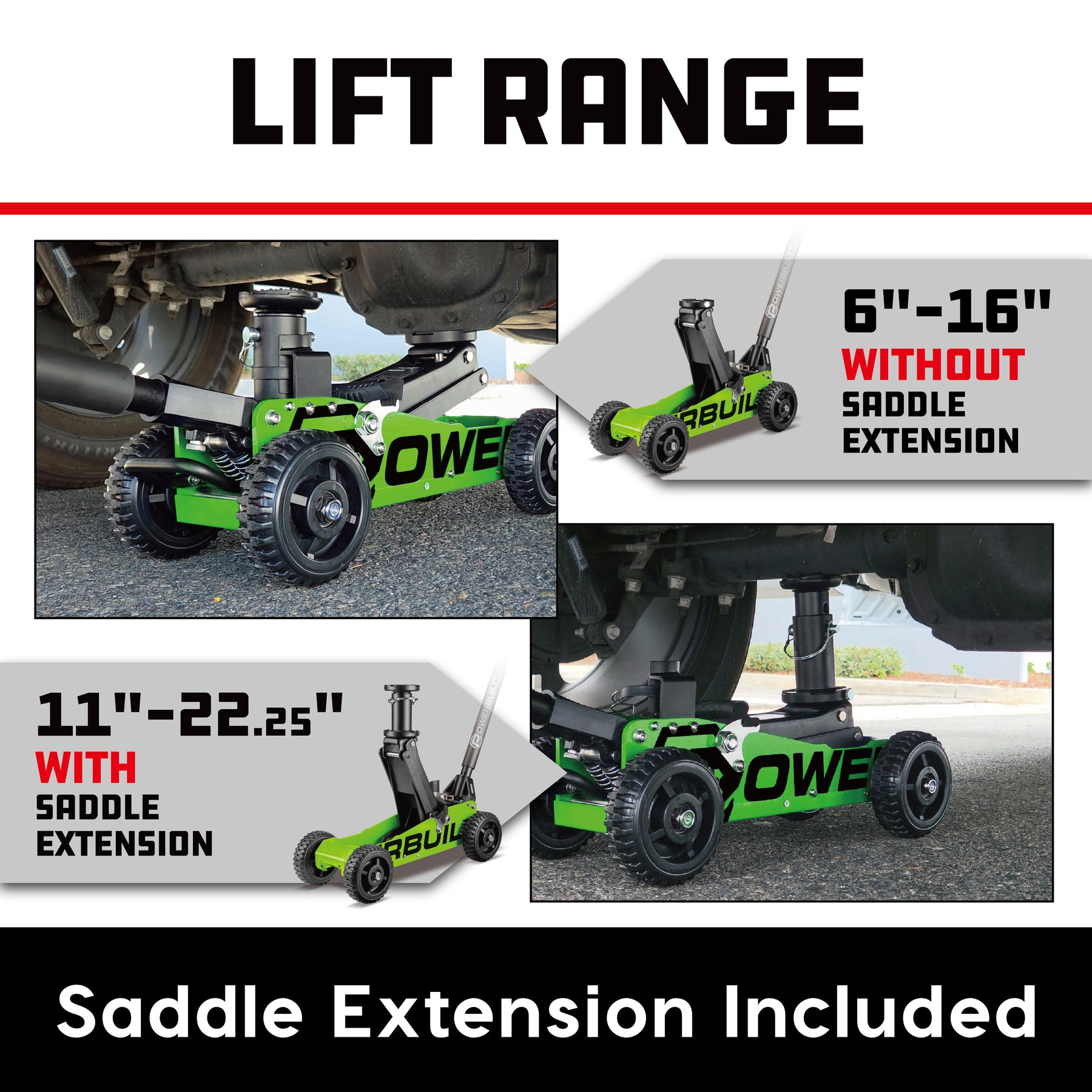 1.5 Ton Big Wheel Off Road Jack (Green)