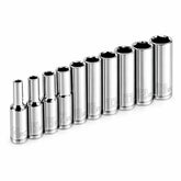 10 Piece 1/4 in. Dr. Metric 6 Pt. Deep Socket Set