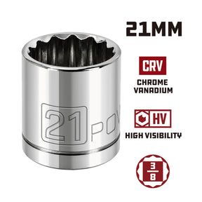 3/8 Inch Drive x 21 MM 12 Point Shallow Socket