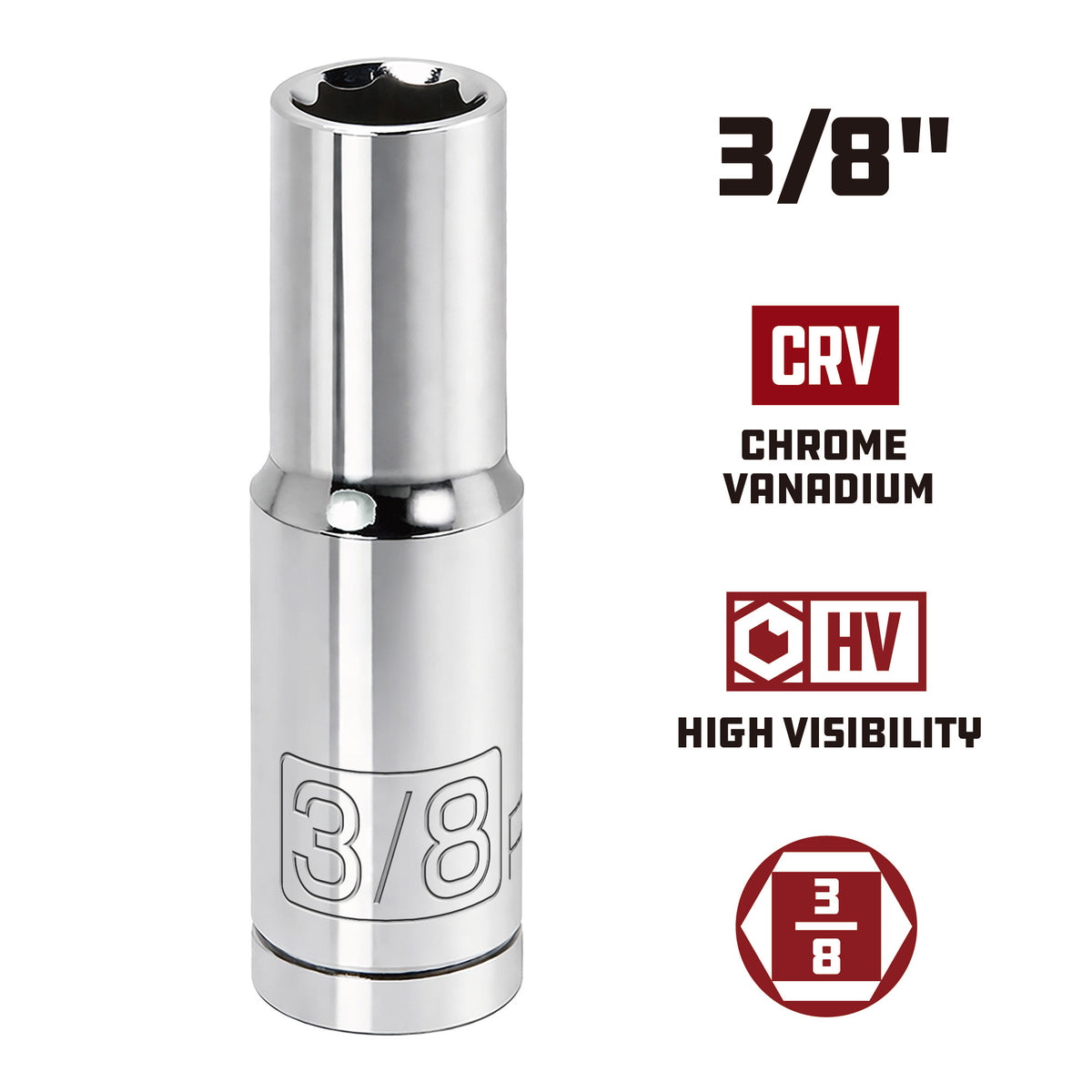 3/8 Inch Drive x 3/8 Inch 6 Point Deep Socket