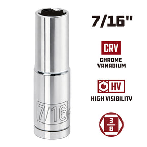 3/8 Inch Drive x 7/16 Inch 6 Point Deep Socket