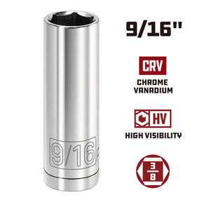 3/8 Inch Drive x 9/16 Inch 6 Point Deep Socket