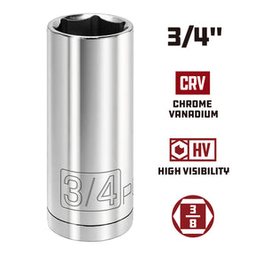 3/8 Inch Drive x 3/4 Inch 6 Point Deep Socket