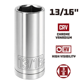 3/8 Inch Drive x 13/16 Inch 6 Point Deep Socket